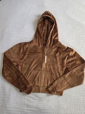 SKIMS Velour Zip Hoodie Copper